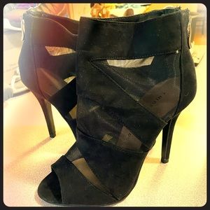 Sassy sexy zip sheer peep toe bootie heels NEW